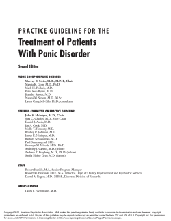 Treatment of Patients With Panic Disorder PRACTICE GUIDELINE FOR THE