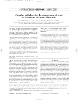 Canadian guidelines for the management of acute exacerbations of chronic bronchitis GUIDELINES