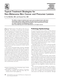 Topical Treatment Strategies for Non-Melanoma Skin Cancer and Precursor Lesions