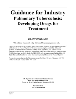 Guidance for Industry Pulmonary Tuberculosis: Developing Drugs for Treatment