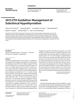 2013 ETA Guideline: Management of Subclinical Hypothyroidism Guidelines