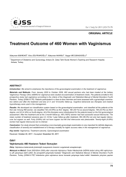 Treatment Outcome of 460 Women with Vaginismus ORIGINAL ARTICLE