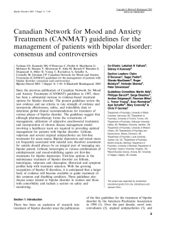 Canadian Network for Mood and Anxiety Treatments (CANMAT) guidelines for the