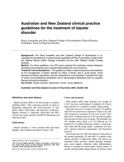 Australian and New Zealand clinical practice disorder