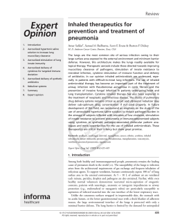 Inhaled	therapeutics	for prevention	and	treatment	of pneumonia Review