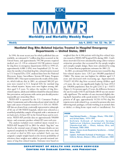Morbidity and Mortality Weekly Report Departments — United States, 2001 Weekly