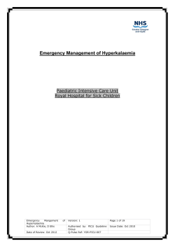 Emergency Management of Hyperkalaemia Paediatric Intensive Care Unit