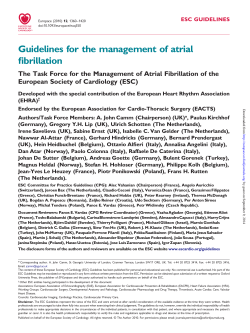 Guidelines for the management of atrial fibrillation European Society of Cardiology (ESC)