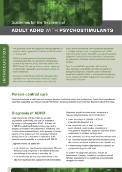 Adult AdHd Guidelines for the Treatment of