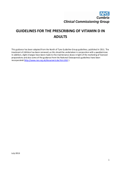 GUIDELINES FOR THE PRESCRIBING OF VITAMIN D IN ADULTS