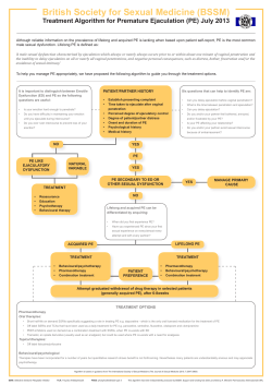 British	Society	for	Sexual	Medicine	(BSSM) Treatment	Algorithm	for	Premature	Ejaculation	(PE)	July	2013
