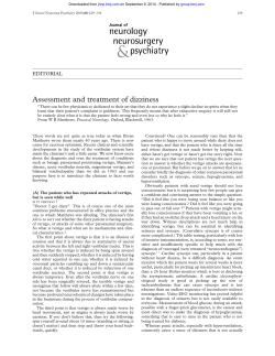 Assessment and treatment of dizziness EDITORIAL