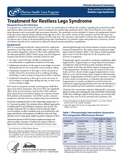 Treatment for Restless Legs Syndrome Research Focus for Clinicians