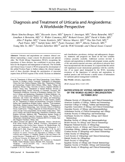 Diagnosis and Treatment of Urticaria and Angioedema: A Worldwide Perspective WAO P P