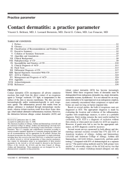 Contact dermatitis: a practice parameter Practice parameter