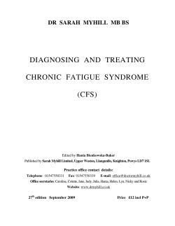 DIAGNOSING  AND  TREATING CHRONIC  FATIGUE  SYNDROME (CFS)