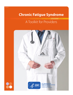 Chronic Fatigue Syndrome A Toolkit for Providers