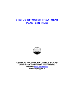 STATUS OF WATER TREATMENT PLANTS IN INDIA CENTRAL POLLUTION CONTROL BOARD