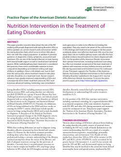 Nutrition Intervention in the Treatment of Eating Disorders