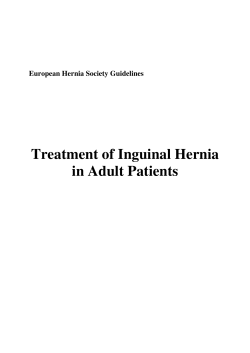 Treatment of Inguinal Hernia in Adult Patients European Hernia Society Guidelines