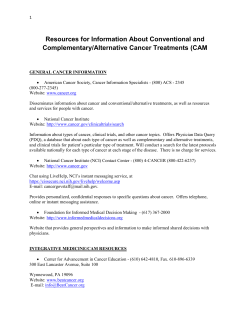 Resources for Information About Conventional and Complementary/Alternative Cancer Treatments (CAM