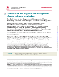 Guidelines on the diagnosis and management of acute pulmonary embolism