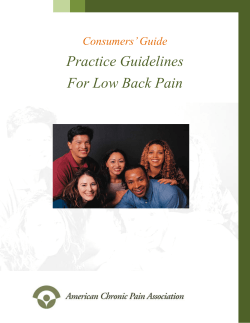 Practice Guidelines For Low Back Pain  Consumers’ Guide