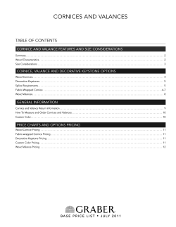 CORNICES AND VALANCES TABLE OF CONTENTS