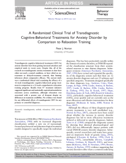 A Randomized Clinical Trial of Transdiagnostic Comparison to Relaxation Training