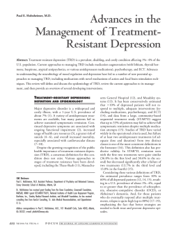 Advances in the Management of Treatment- Resistant Depression