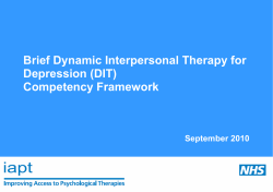 Brief Dynamic Interpersonal Therapy for Depression (DIT) Competency Framework