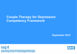 Couple Therapy for Depression Competency Framework September 2010