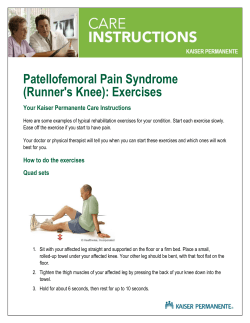 Patellofemoral Pain Syndrome (Runner's Knee): Exercises Your Kaiser Permanente Care Instructions