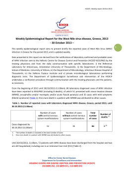 Weekly Epidemiological Report for the West Nile virus disease, Greece,... - 30 October 2013 – 1