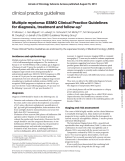 Multiple myeloma: ESMO Clinical Practice Guidelines for diagnosis, treatment and follow-up