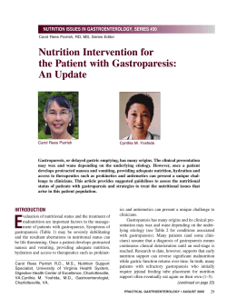 Nutrition Intervention for the Patient with Gastroparesis: An Update