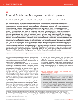 Clinical Guideline: Management of Gastroparesis PRACTICE GUIDELINES