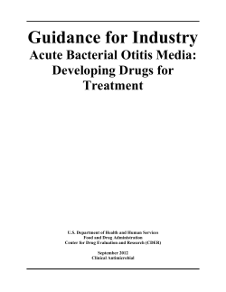 Guidance for Industry Acute Bacterial Otitis Media: Developing Drugs for Treatment
