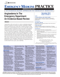 Angioedema In The Emergency Department: An Evidence-Based Review November 2012