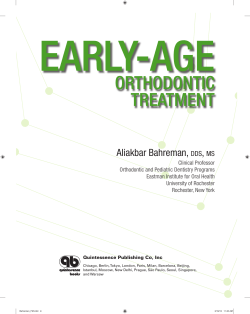 EARLY-AGE ORTHODONTIC TREATMENT Aliakbar Bahreman,