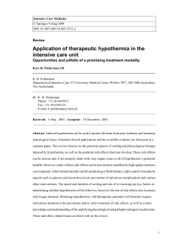 Application of therapeutic hypothermia in the intensive care unit Review