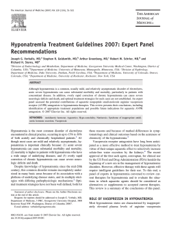 Hyponatremia Treatment Guidelines 2007: Expert Panel Recommendations