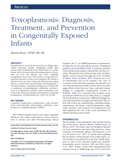 Toxoplasmosis: Diagnosis, Treatment, and Prevention in Congenitally Exposed Infants