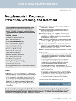 Toxoplasmosis in Pregnancy: Prevention, Screening, and Treatment SOGC CLINICAL PRACTICE GUIDELINE