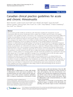 Canadian clinical practice guidelines for acute and chronic rhinosinusitis Open Access
