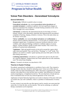 Vulvar Pain Disorders - Generalized Vulvodynia