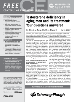Testosterone deficiency in aging men and its treatment: Your questions answered
