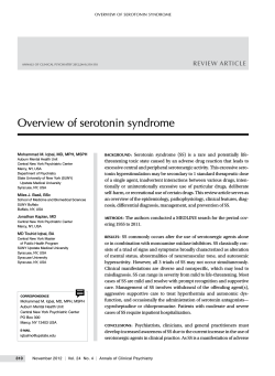 Overview of serotonin syndrome REVIEW ARTICLE