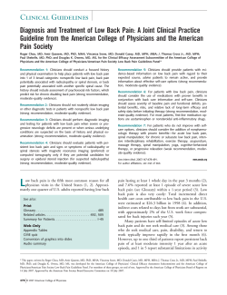 Diagnosis and Treatment of Low Back Pain: A Joint Clinical... Guideline from the American College of Physicians and the American
