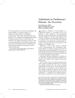 A ’s Anhedonia in Parkinson Disease: An Overview